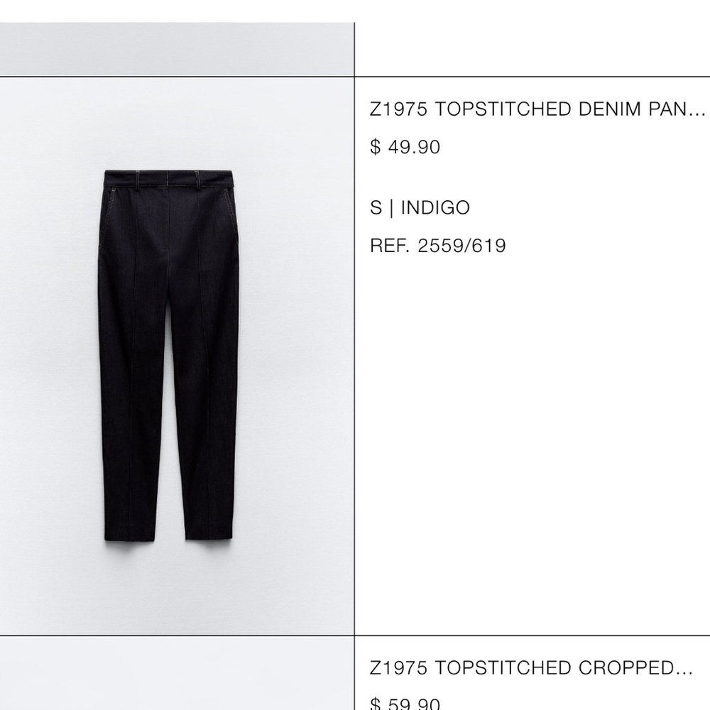 Zara topstich denim pants.